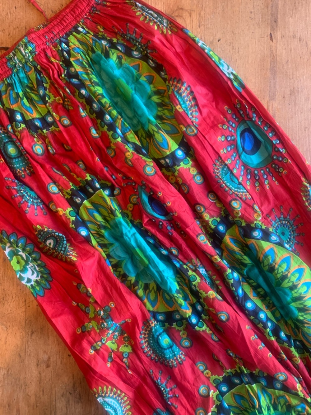 Cotton Red Floral Medallion Bohemian Puff Jogger Pant - Picture 9 of 16